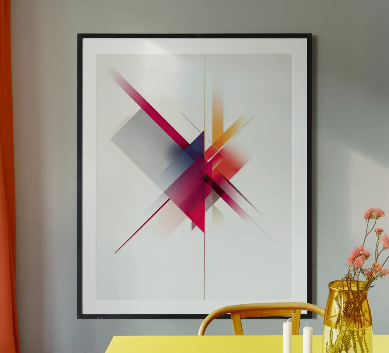 Abstract Colorful Intersection with Sharp Lines poster with aluminum frame by Artbyvo