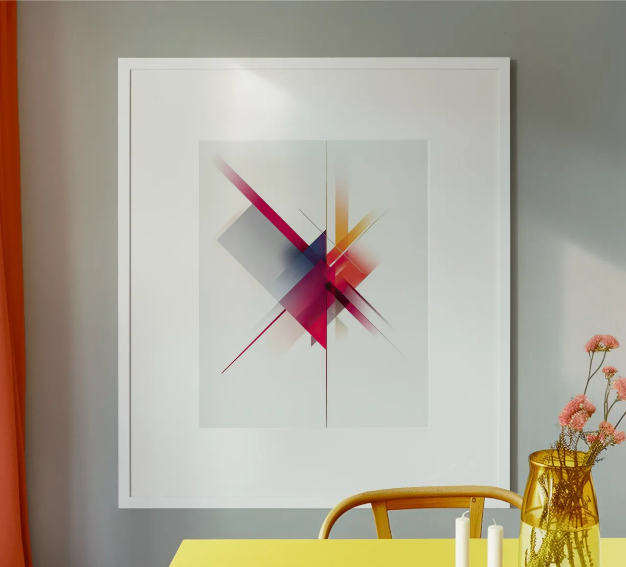 Abstract Colorful Intersection with Sharp Lines poster with aluminum frame by Artbyvo