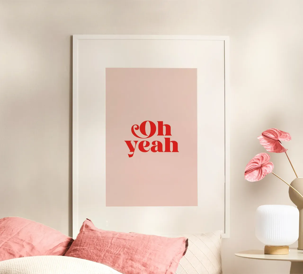 Oh Yeah Pink poster con telaio in legno da Trabolt Design