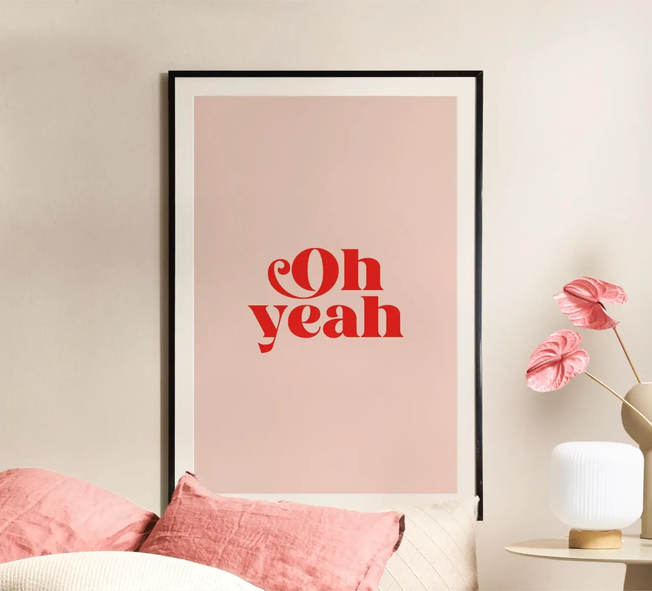 Oh Yeah Pink poster con telaio in legno da Trabolt Design