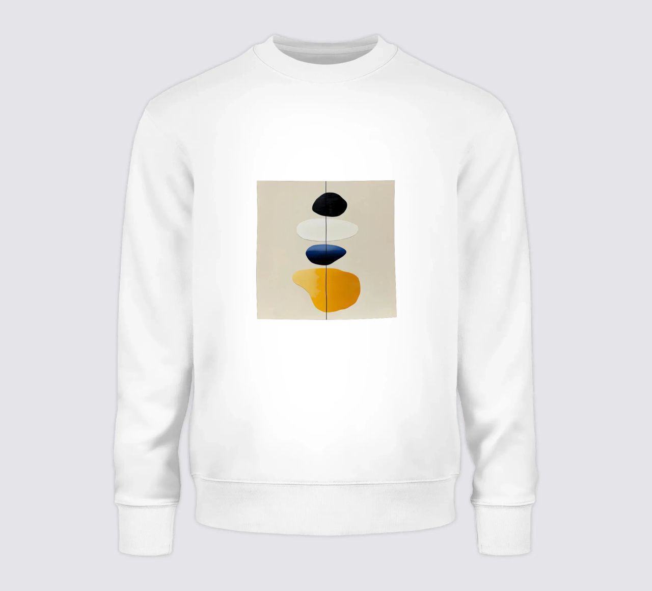 Composizione minimalista di forme impilate in giallo felpa da Artbyvo