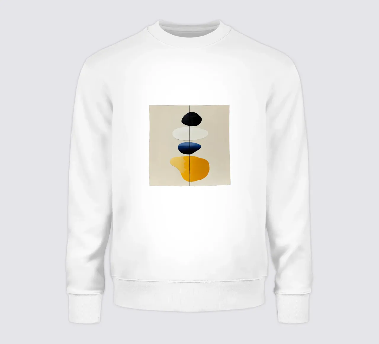 Composizione minimalista di forme impilate in giallo felpa da Artbyvo