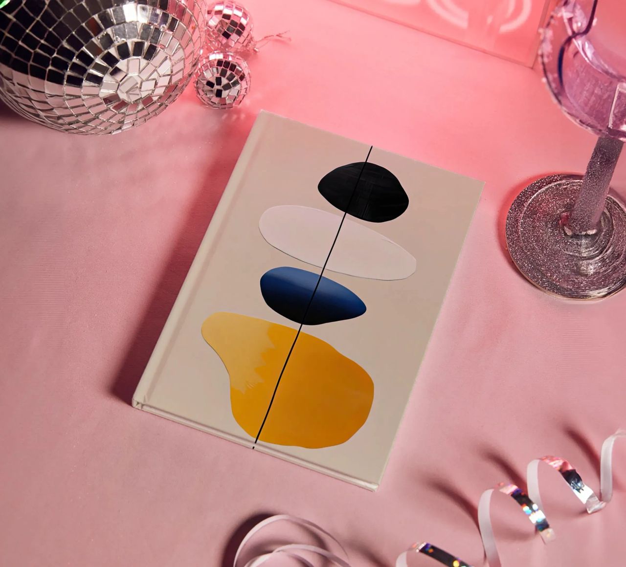 Stacked Shapes Minimalist Composition in Yellow notebook by Artbyvo