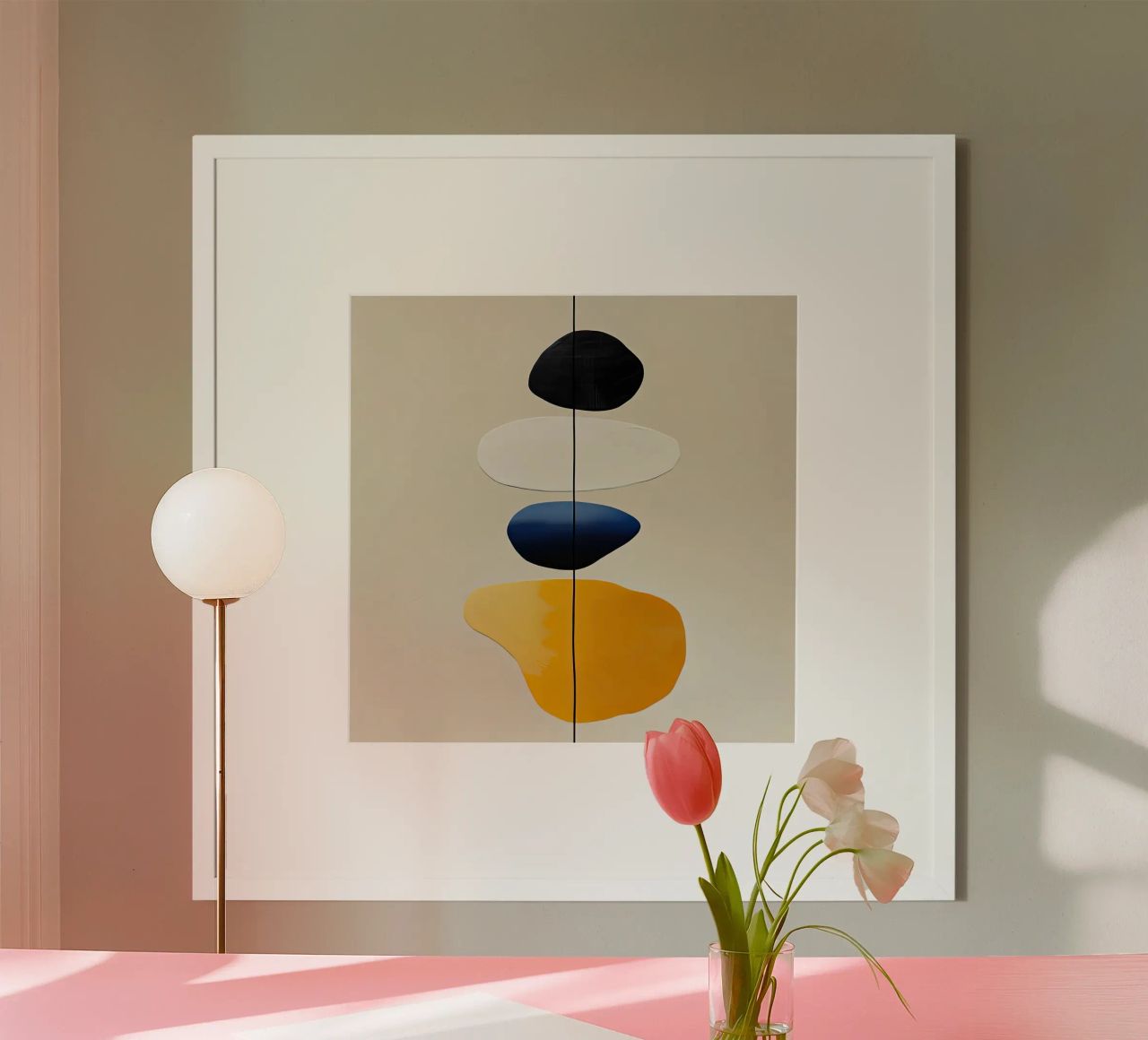Formes empilées Composition minimaliste en jaune poster de Artbyvo