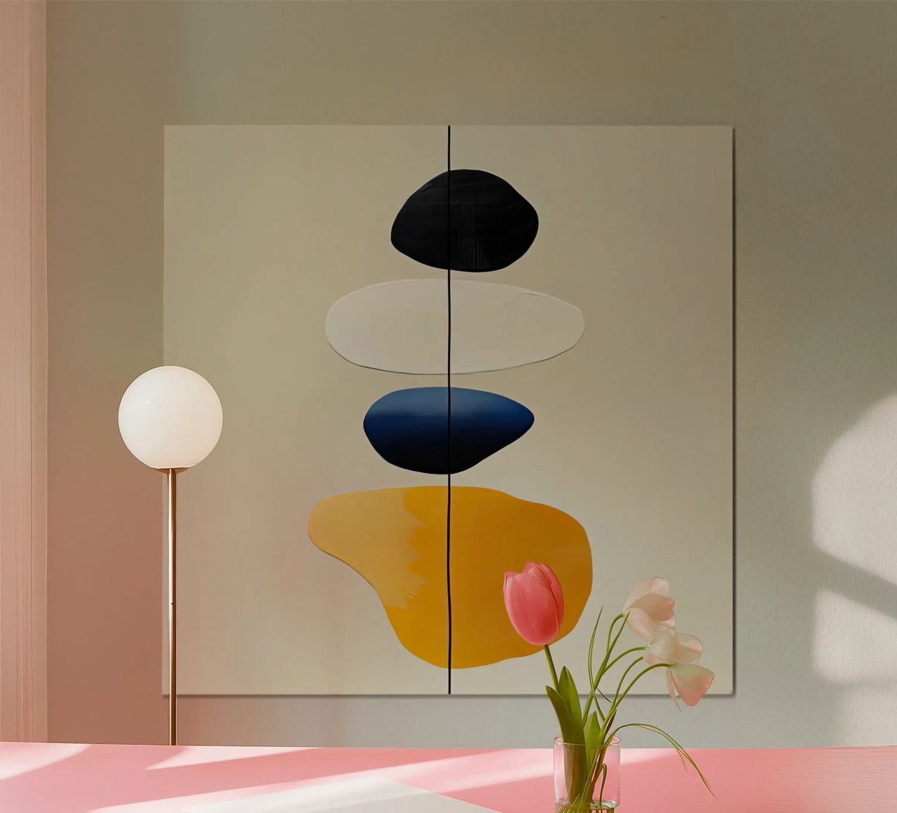 Formes empilées Composition minimaliste en jaune poster de Artbyvo