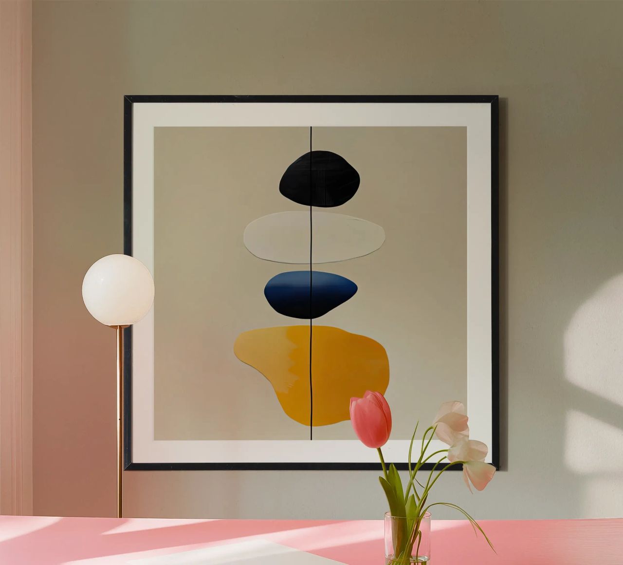 Formes empilées Composition minimaliste en jaune poster de Artbyvo