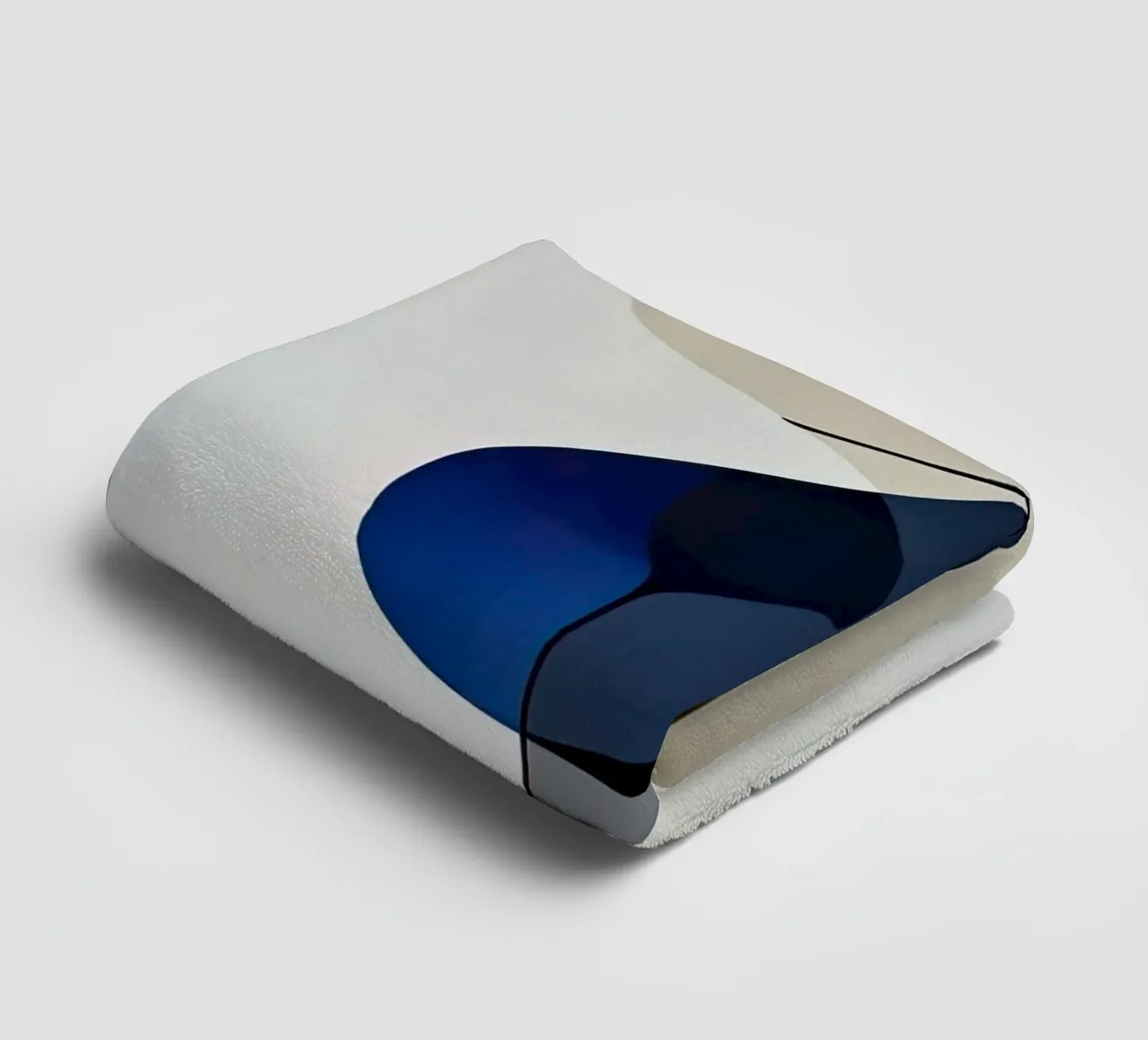 Flowing Geometry in Deep Blue and Beige towel by Artbyvo