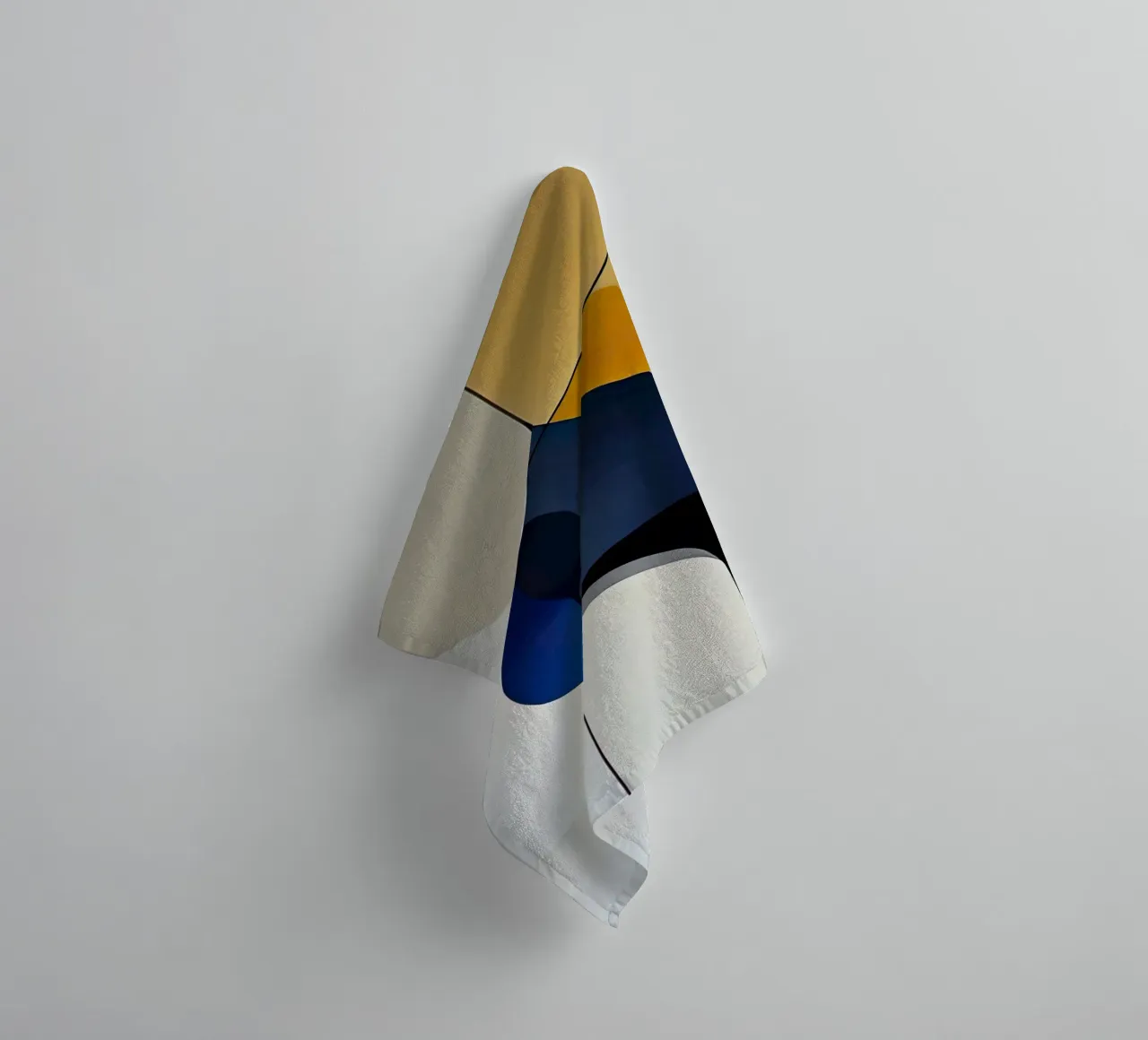 Flowing Geometry in Deep Blue and Beige towel by Artbyvo