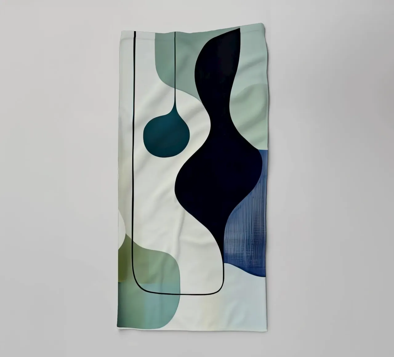 Forme organiche morbide in verde e marina asciugamano da bagno da Artbyvo