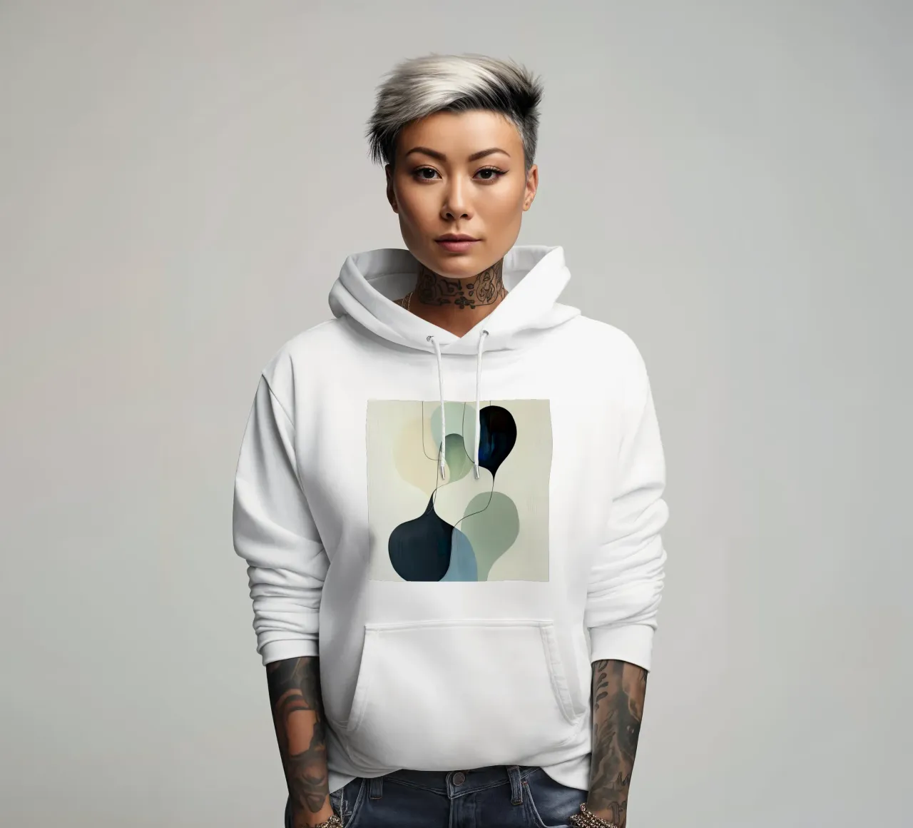 Linee intrecciate con ariose forme sfumate felpa con cappuccio da Artbyvo