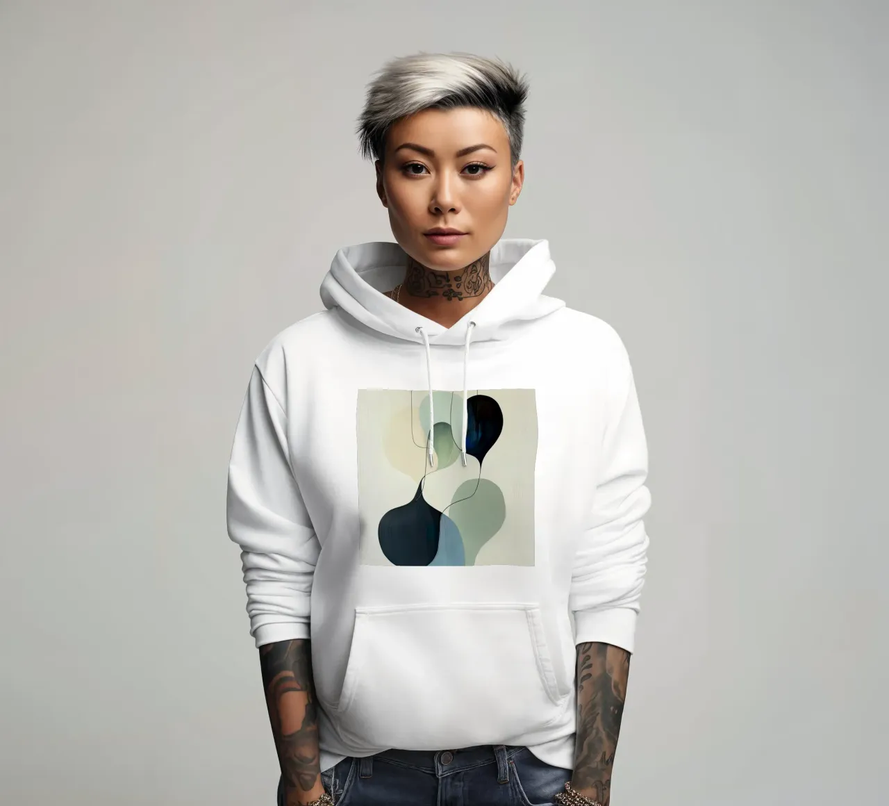 Líneas entrelazadas con formas de degradado ligero sudadera con capucha de Artbyvo