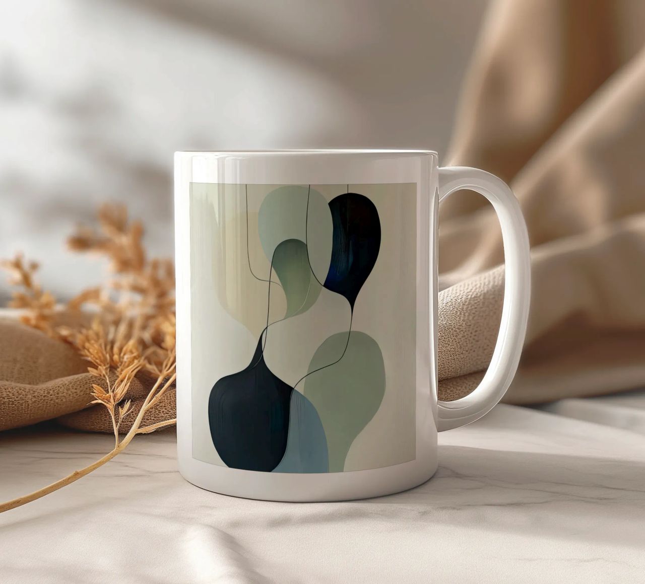 Linee intrecciate con ariose forme sfumate tazza in ceramica da Artbyvo