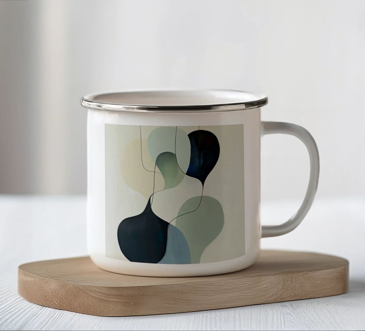 Linee intrecciate con ariose forme sfumate tazza in smalto da Artbyvo