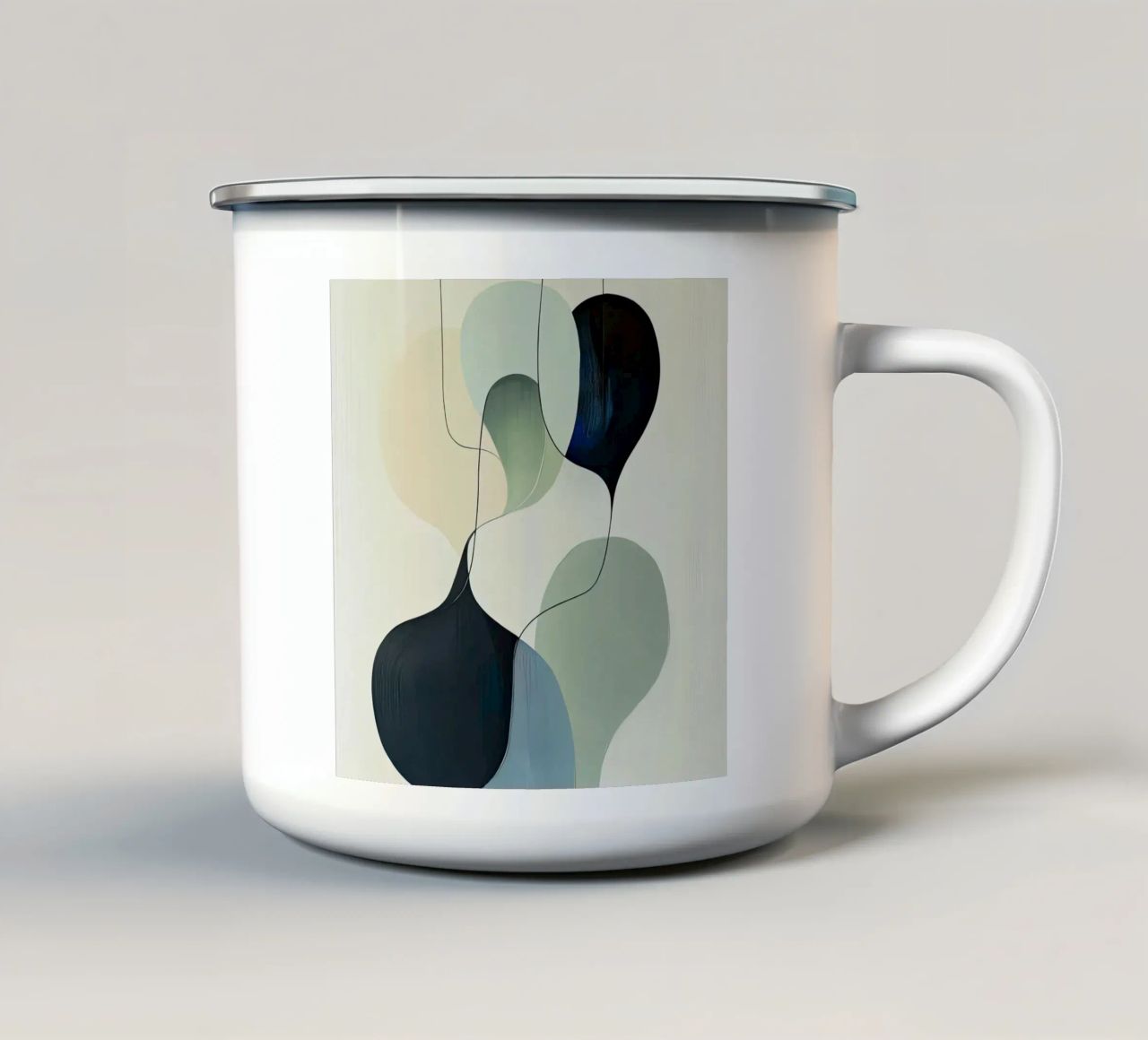 Linee intrecciate con ariose forme sfumate tazza in smalto da Artbyvo