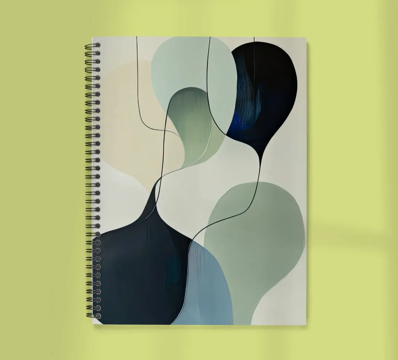 Intertwined Lines with Airy Gradient Shapes spiral notebook by Artbyvo