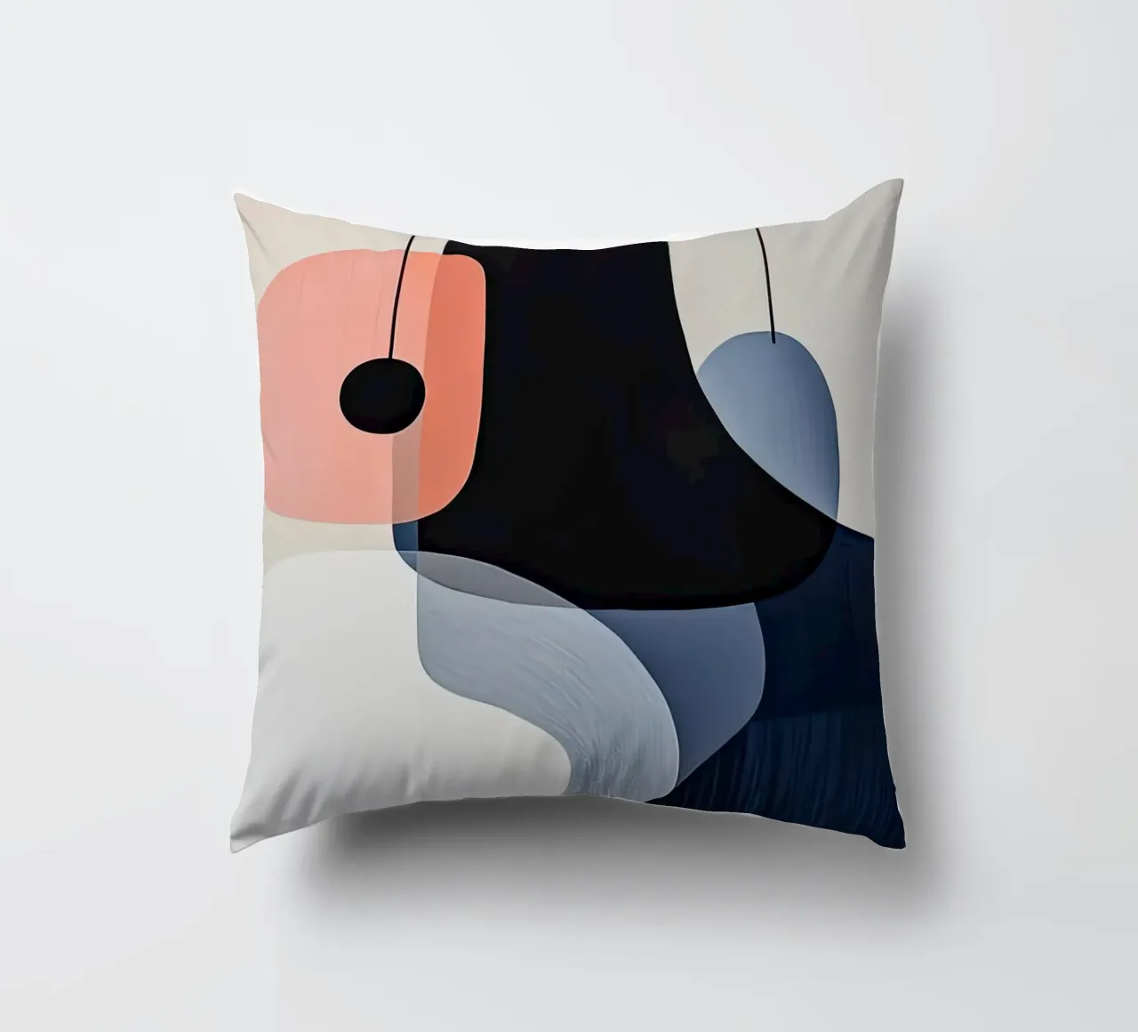 Forme audaci nere con accenti di corallo cuscino da Artbyvo