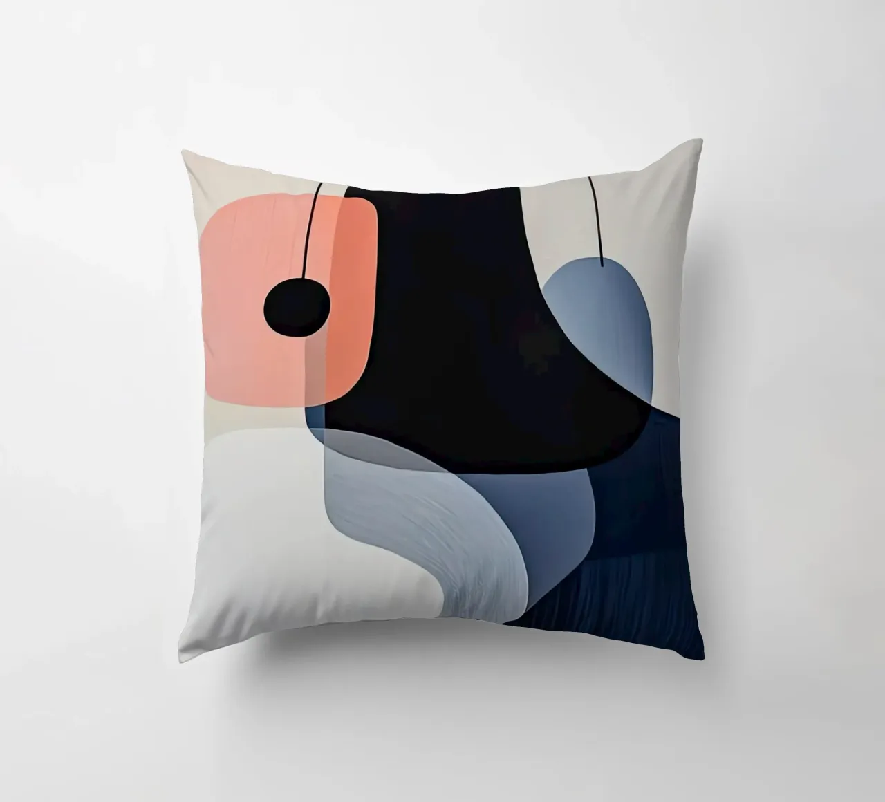 Forme audaci nere con accenti di corallo cuscino da Artbyvo