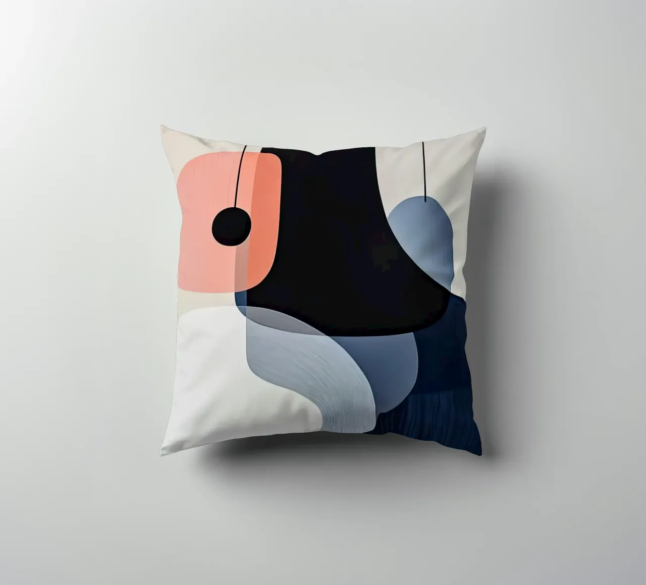 Forme audaci nere con accenti di corallo cuscino da Artbyvo