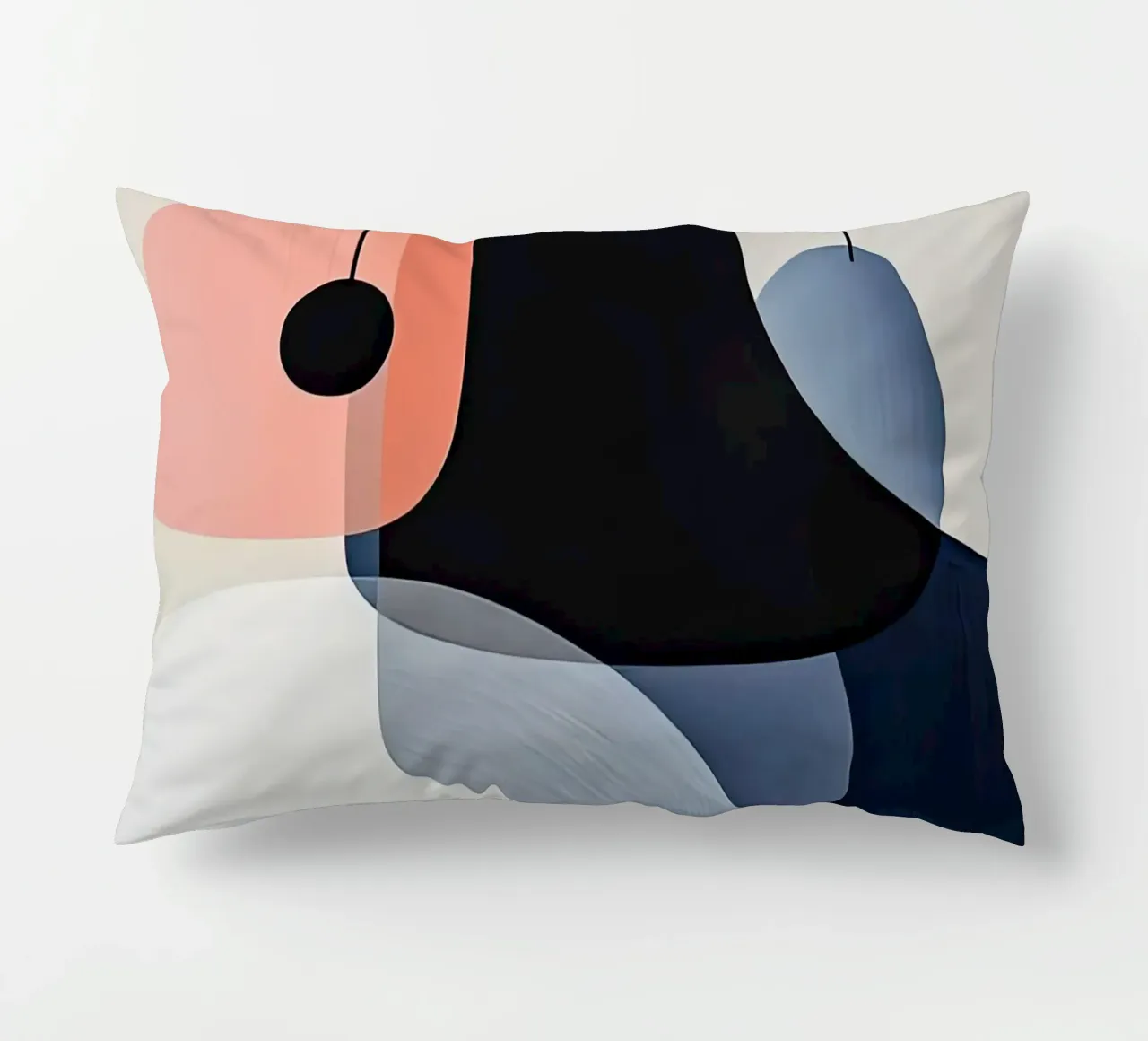 Forme audaci nere con accenti di corallo cuscino da Artbyvo