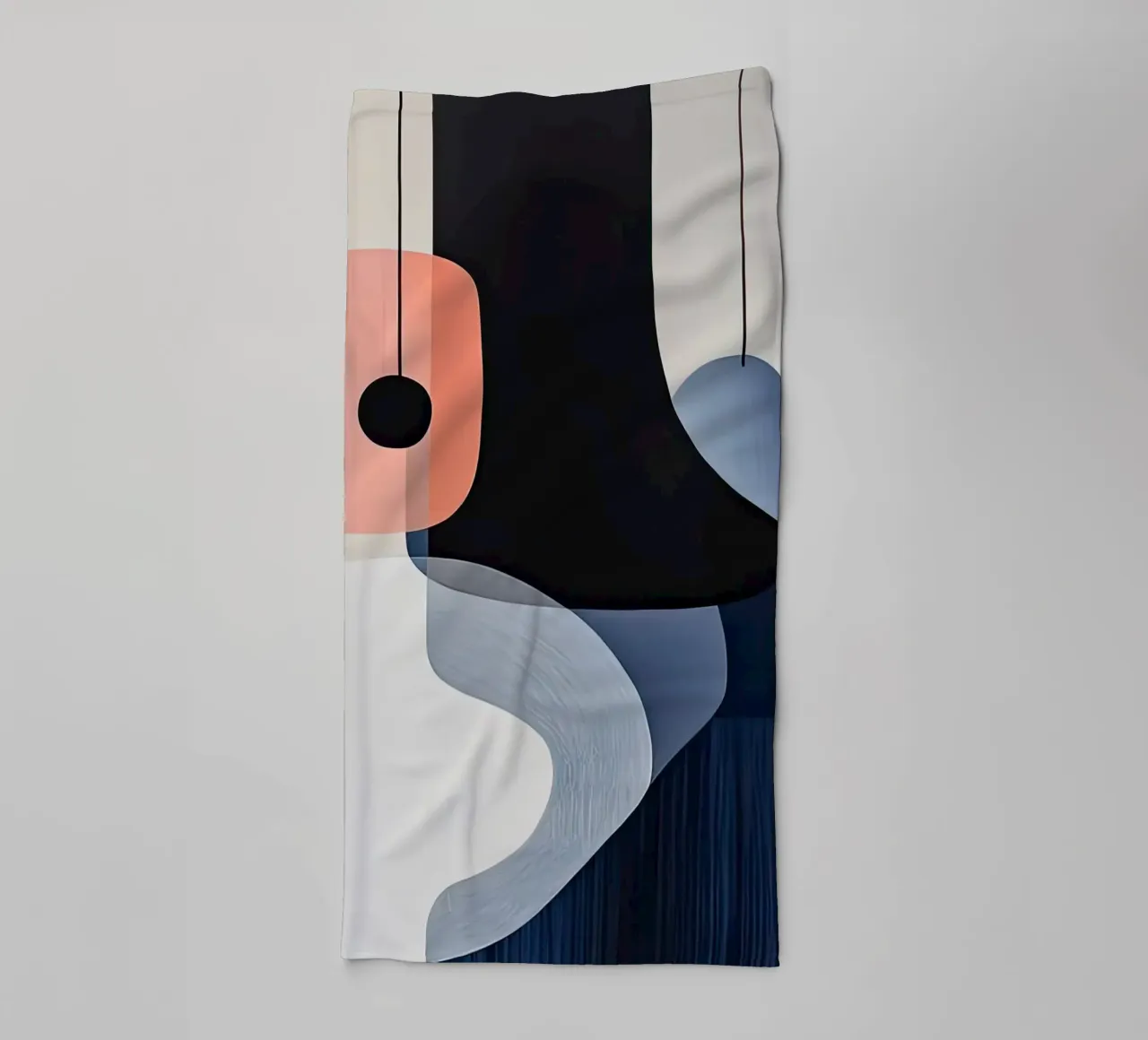 Bold Black Forms with Coral Accent towel by Artbyvo