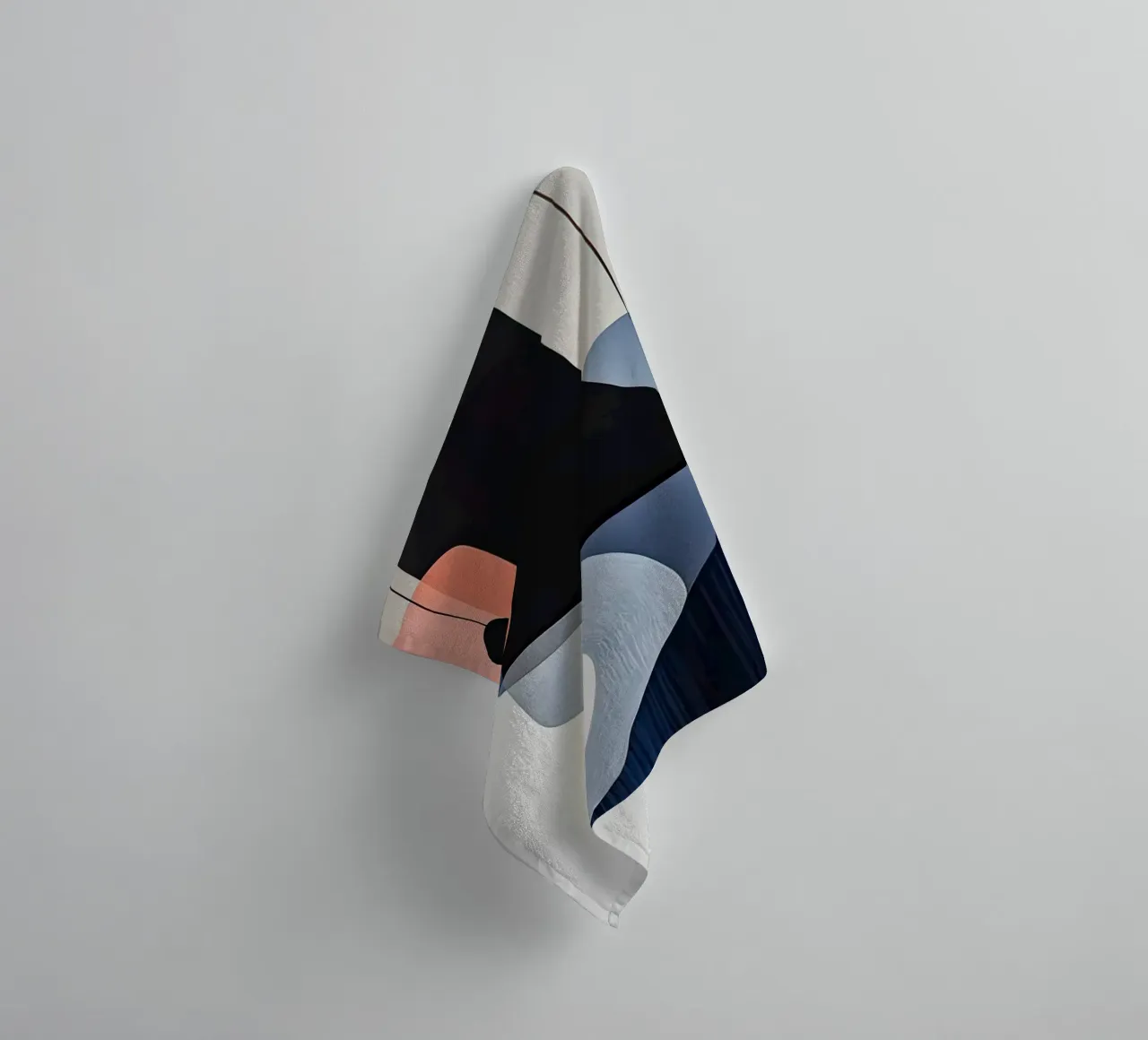 Bold Black Forms with Coral Accent towel by Artbyvo