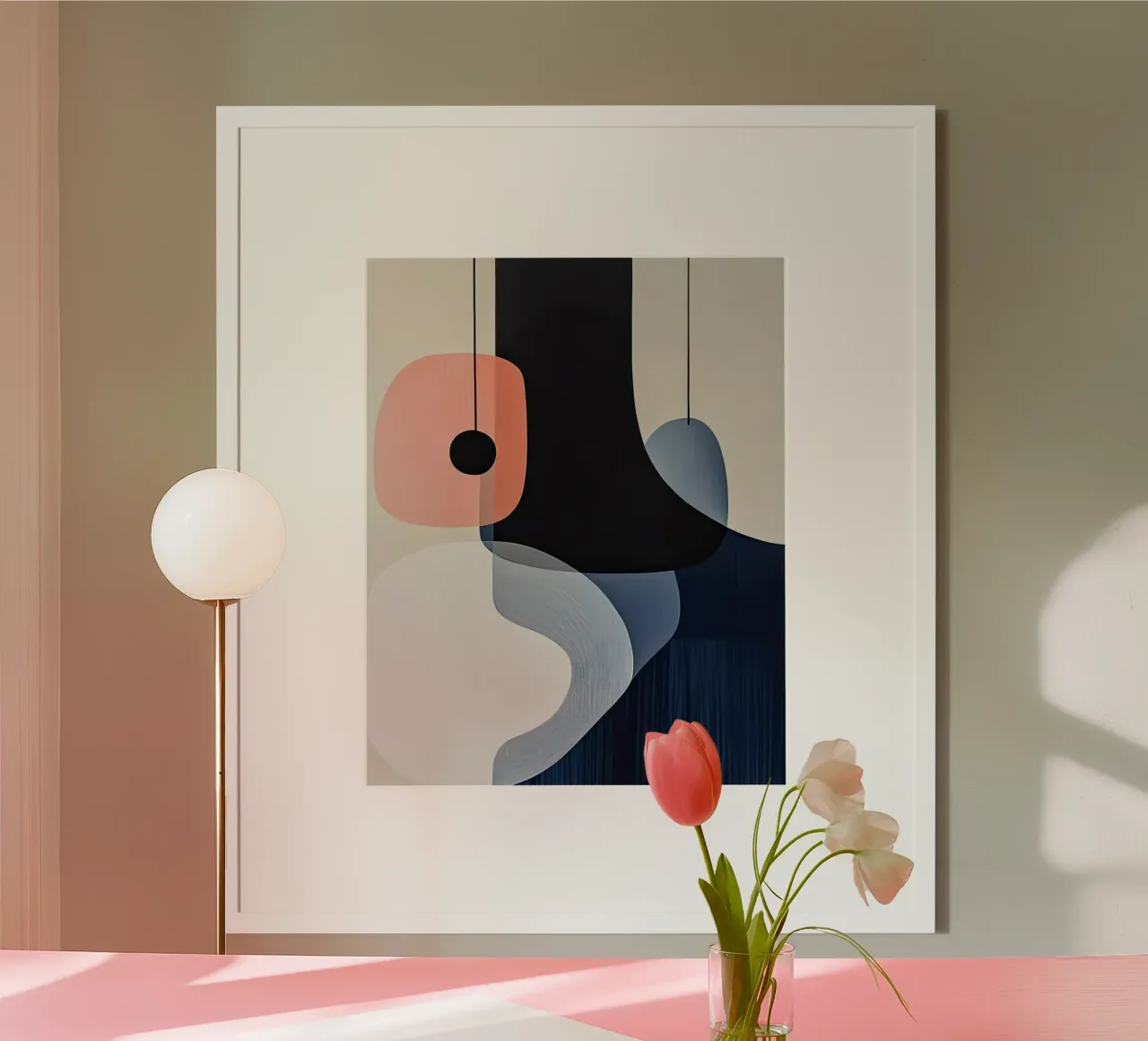 Forme audaci nere con accenti di corallo carta hahnemühle da Artbyvo