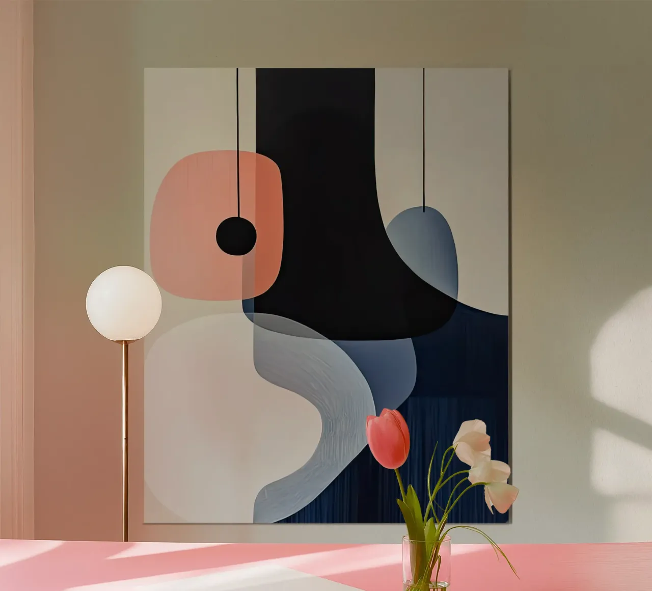 Forme audaci nere con accenti di corallo carta hahnemühle da Artbyvo