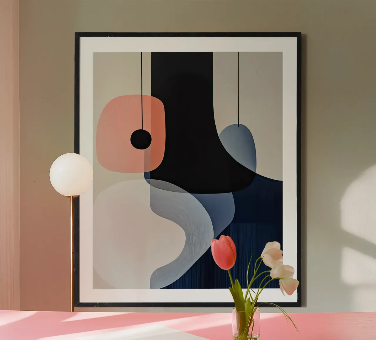 Forme audaci nere con accenti di corallo carta hahnemühle da Artbyvo