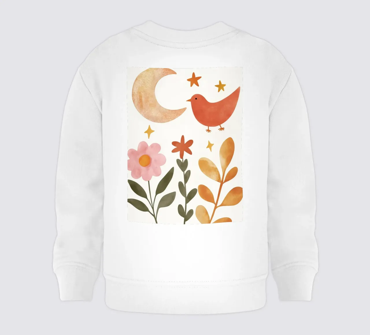 Uccello Boho nel giardino della luna Fiori e stelle botanici vintage felpa neonato da Gentle Echoes Art