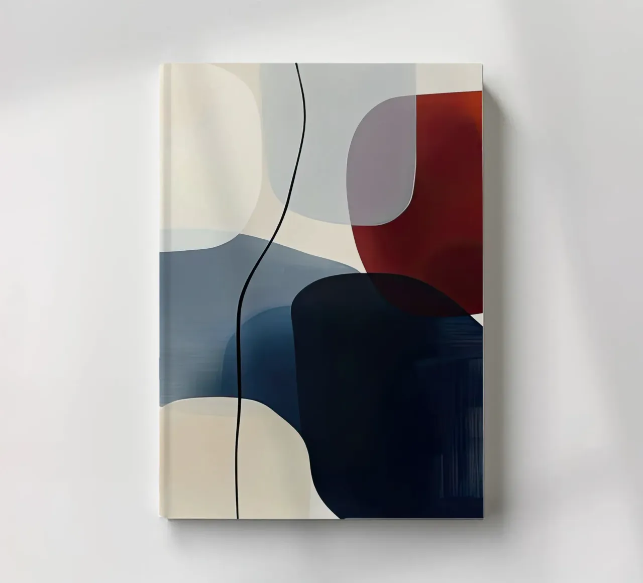 Minimalistische geschwungene Geometrie in Marineblau und Rot Notizbuch von Artbyvo