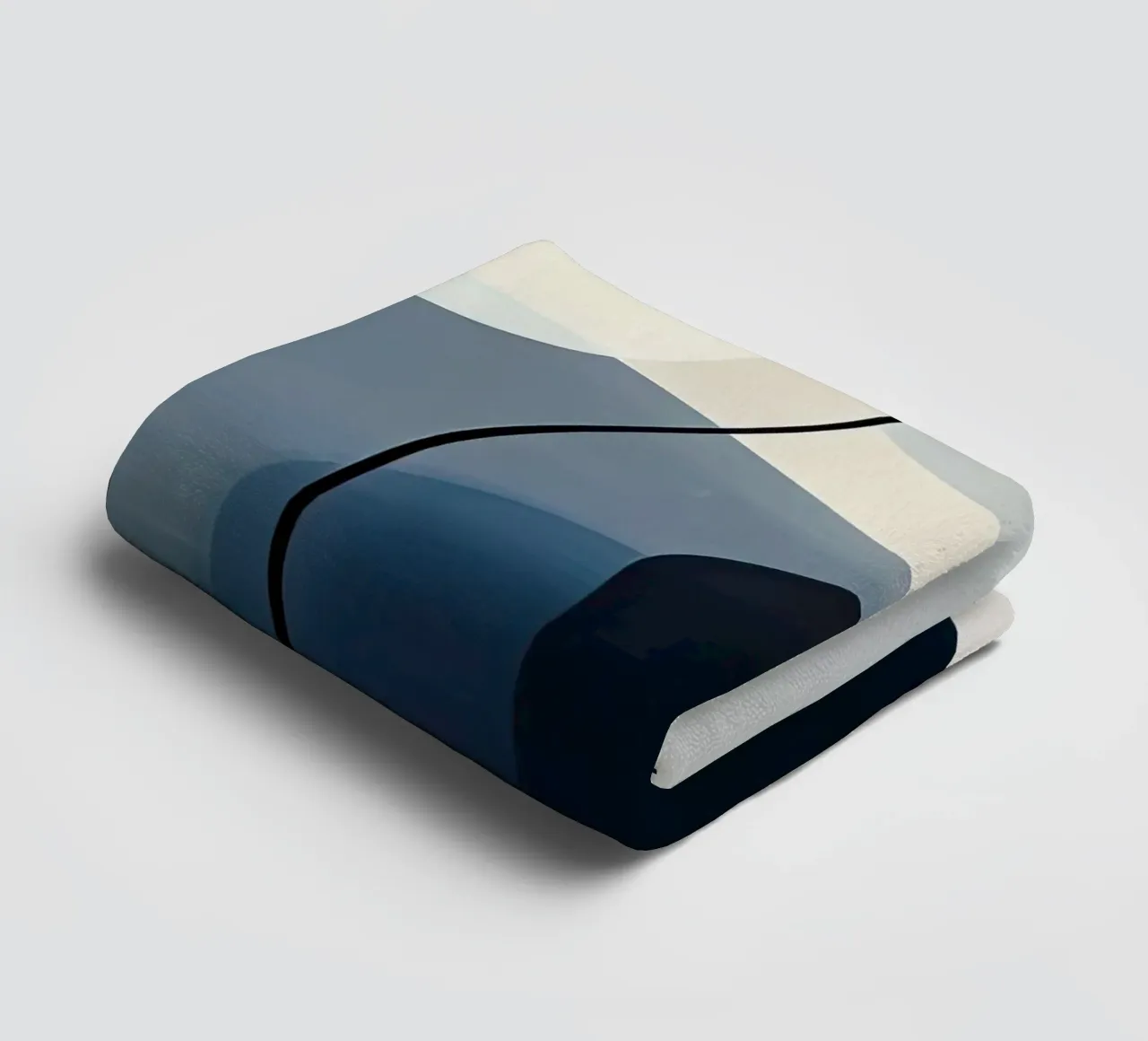 Minimal Curved Geometry in Navy and Red towel by Artbyvo