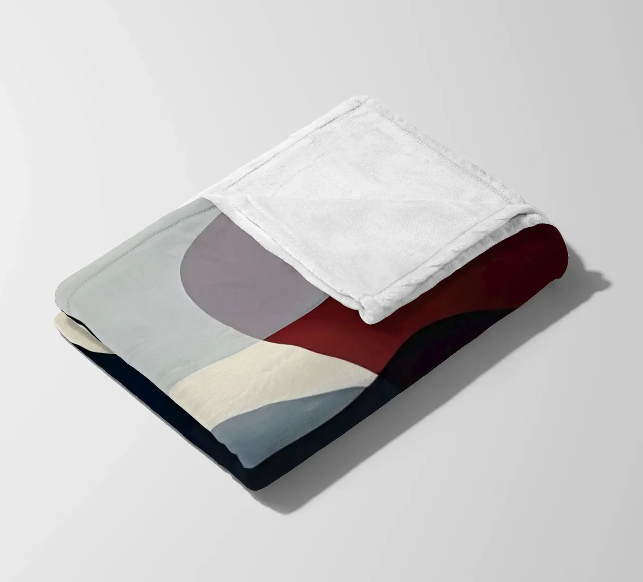 Minimal Curved Geometry in Navy and Red fleece blanket by Artbyvo