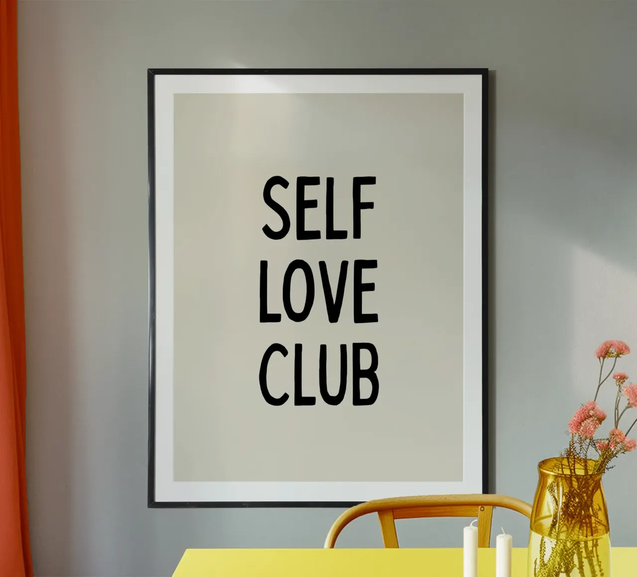 Club dell'amore per se stessi poster con telaio in legno da MoonlightPrint
