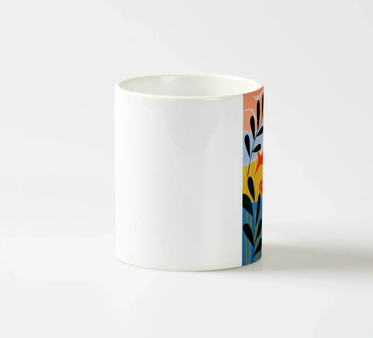 Five Red Fish | Matisse-style underwater world ceramic mug by Autofocus
