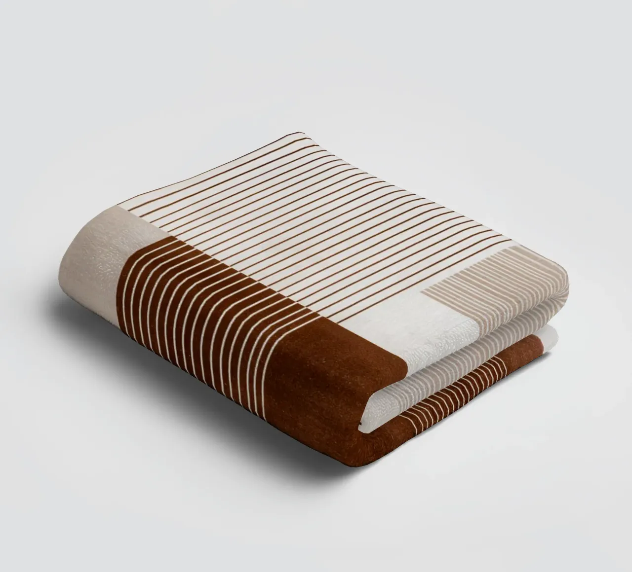 Abstract lines in warm beige and brown tones towel by Autofocus