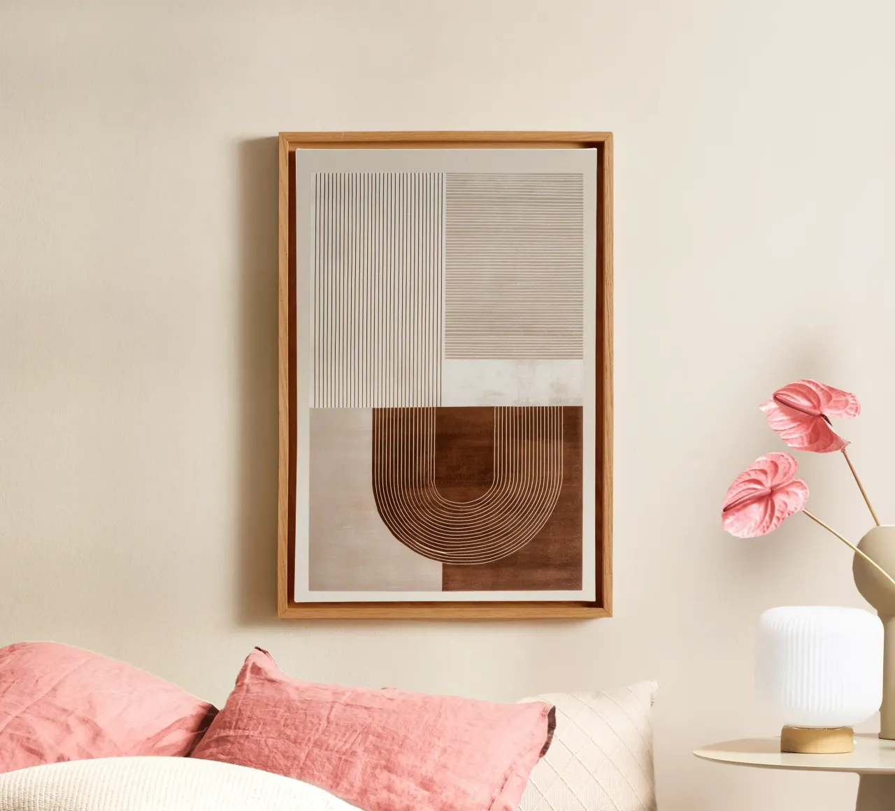 Abstract lines in warm beige and brown tones canvas by Autofocus