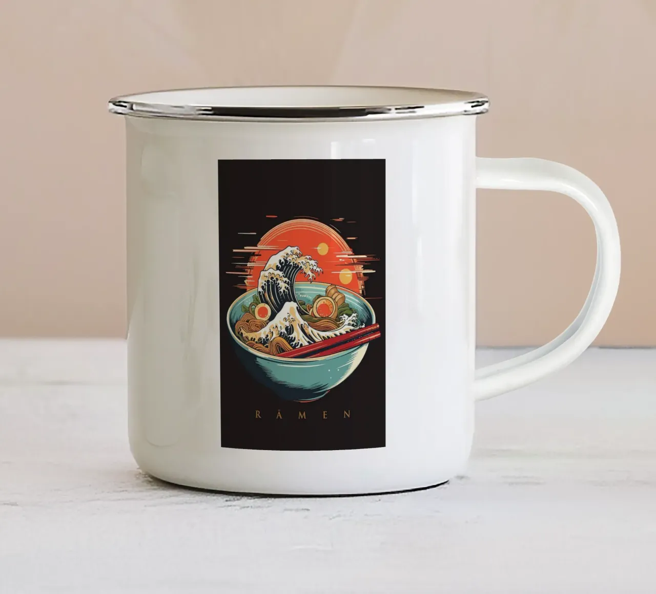 Tagliatelle Ramen tazza in smalto da Patrick J Curtis