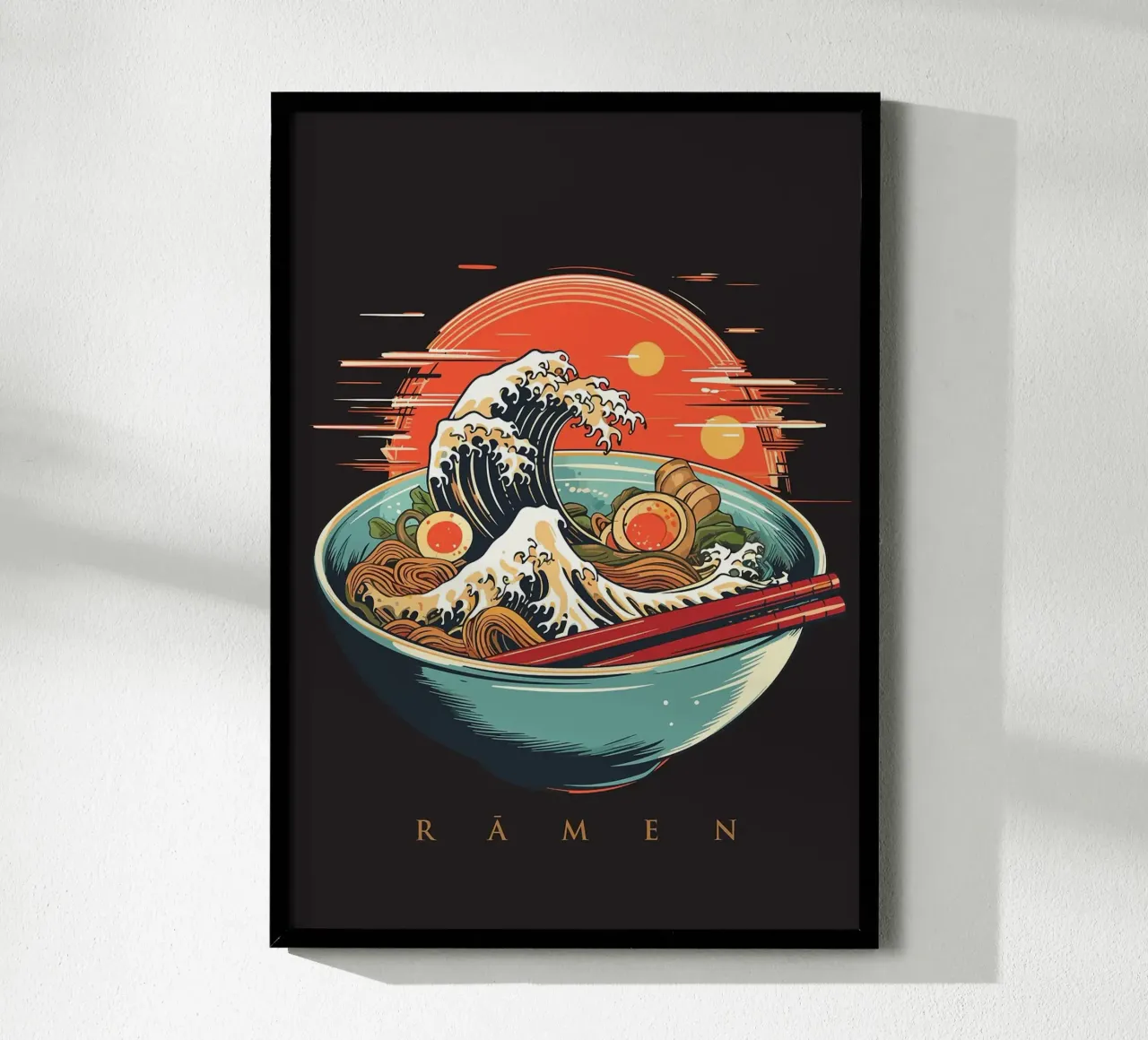 Tagliatelle Ramen poster con telaio in plastica da Patrick J Curtis