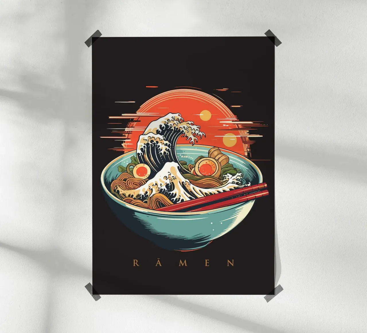 Tagliatelle Ramen poster con telaio in plastica da Patrick J Curtis