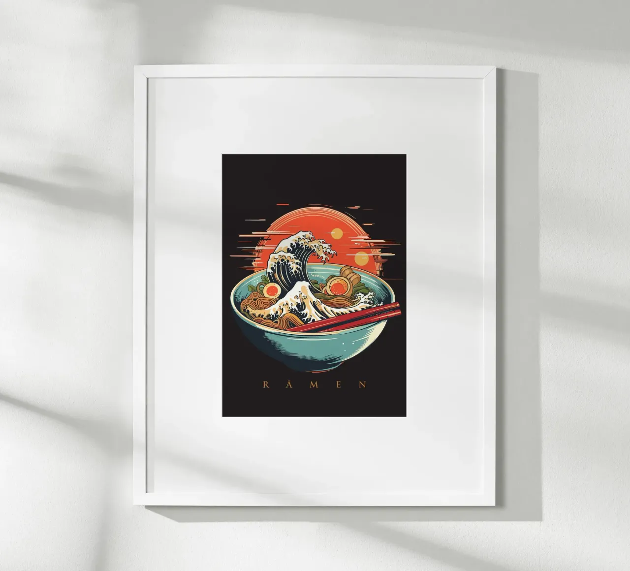 Tagliatelle Ramen poster con telaio in plastica da Patrick J Curtis