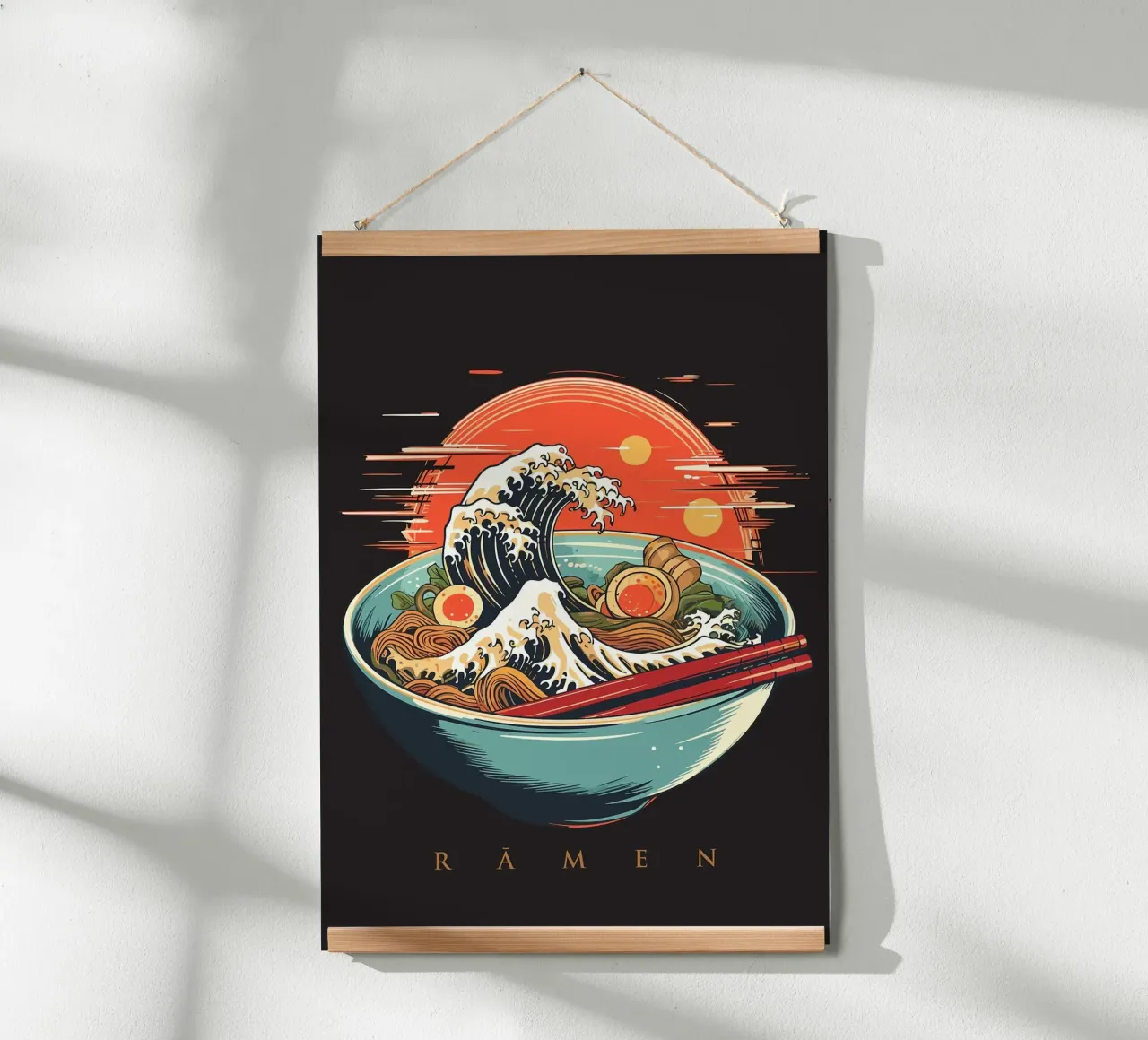 Tagliatelle Ramen poster con telaio in plastica da Patrick J Curtis