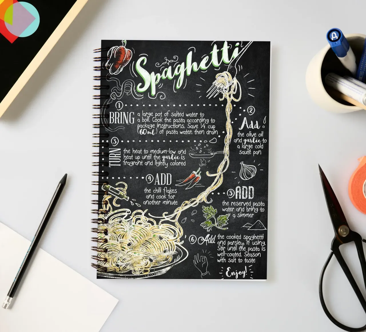 Spaghetti spiral notebook by Patrick J Curtis