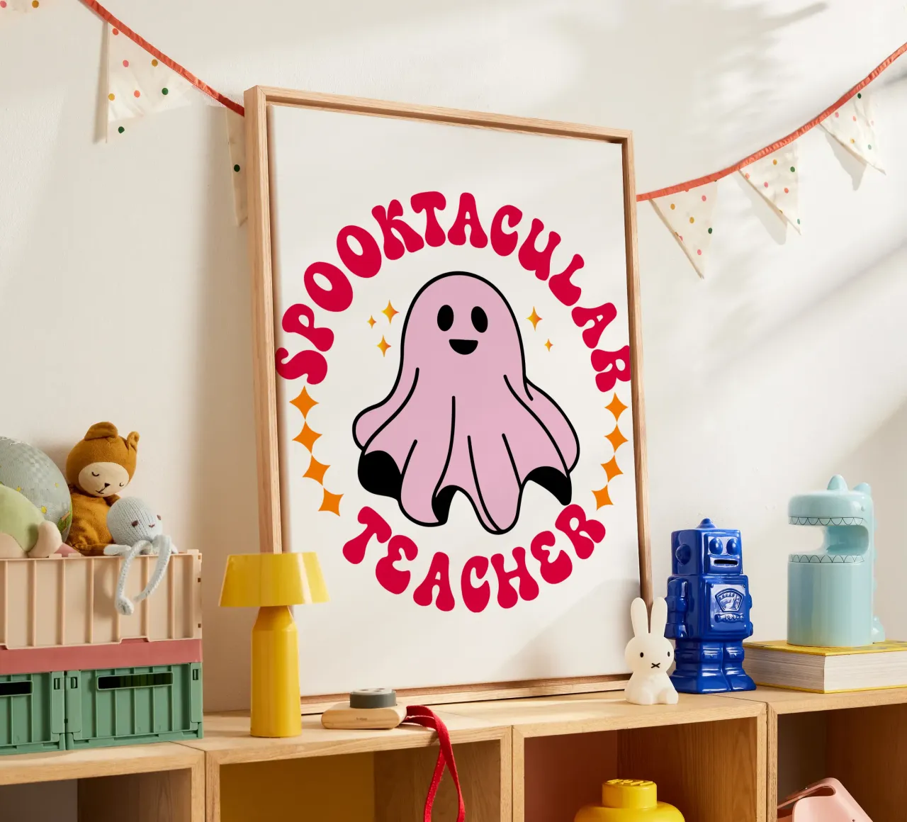 spooktaculaire leraar grappig halloween canvas met Baklijst van ersanim