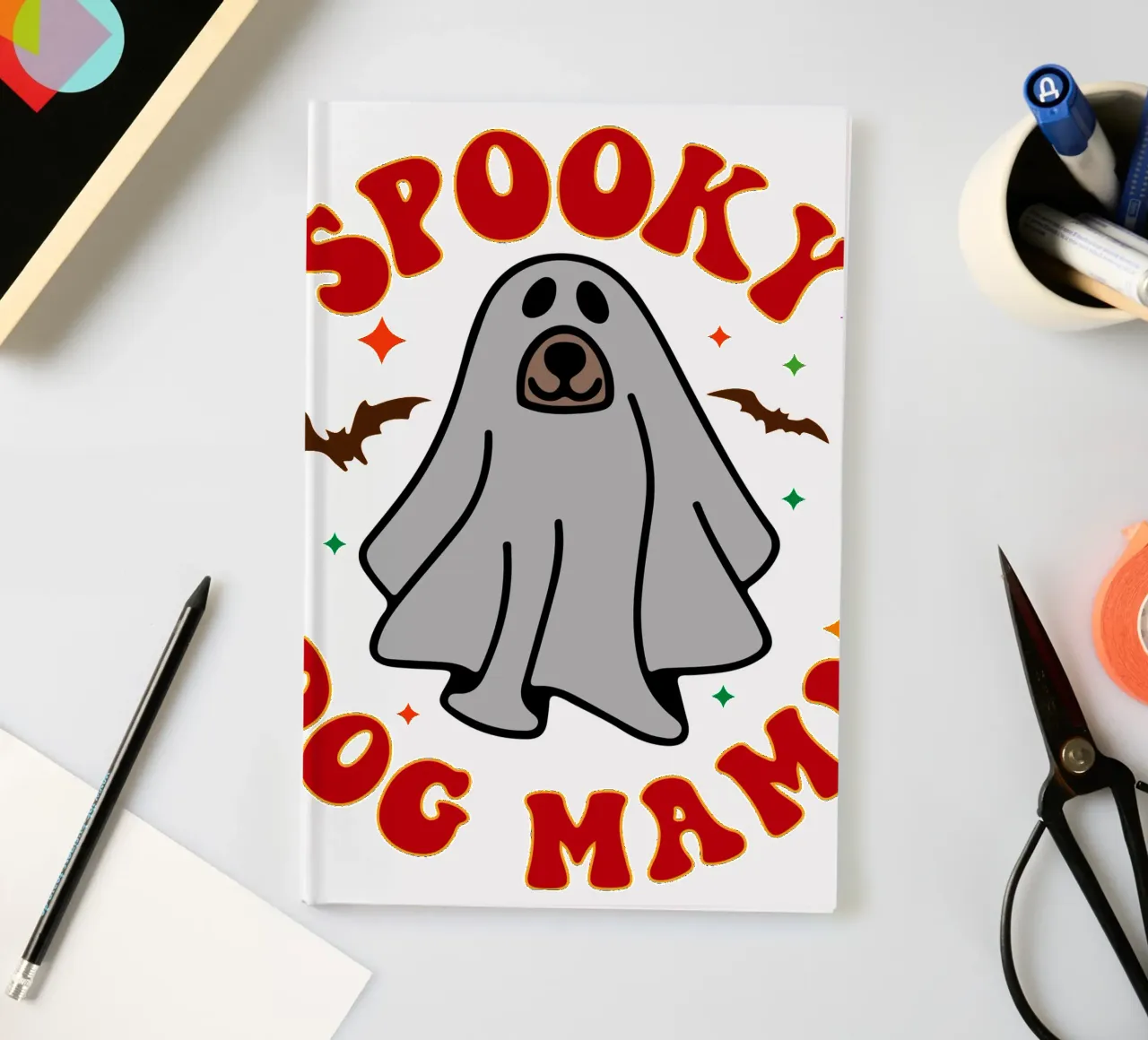 spooky dog mama notebook by ersanim
