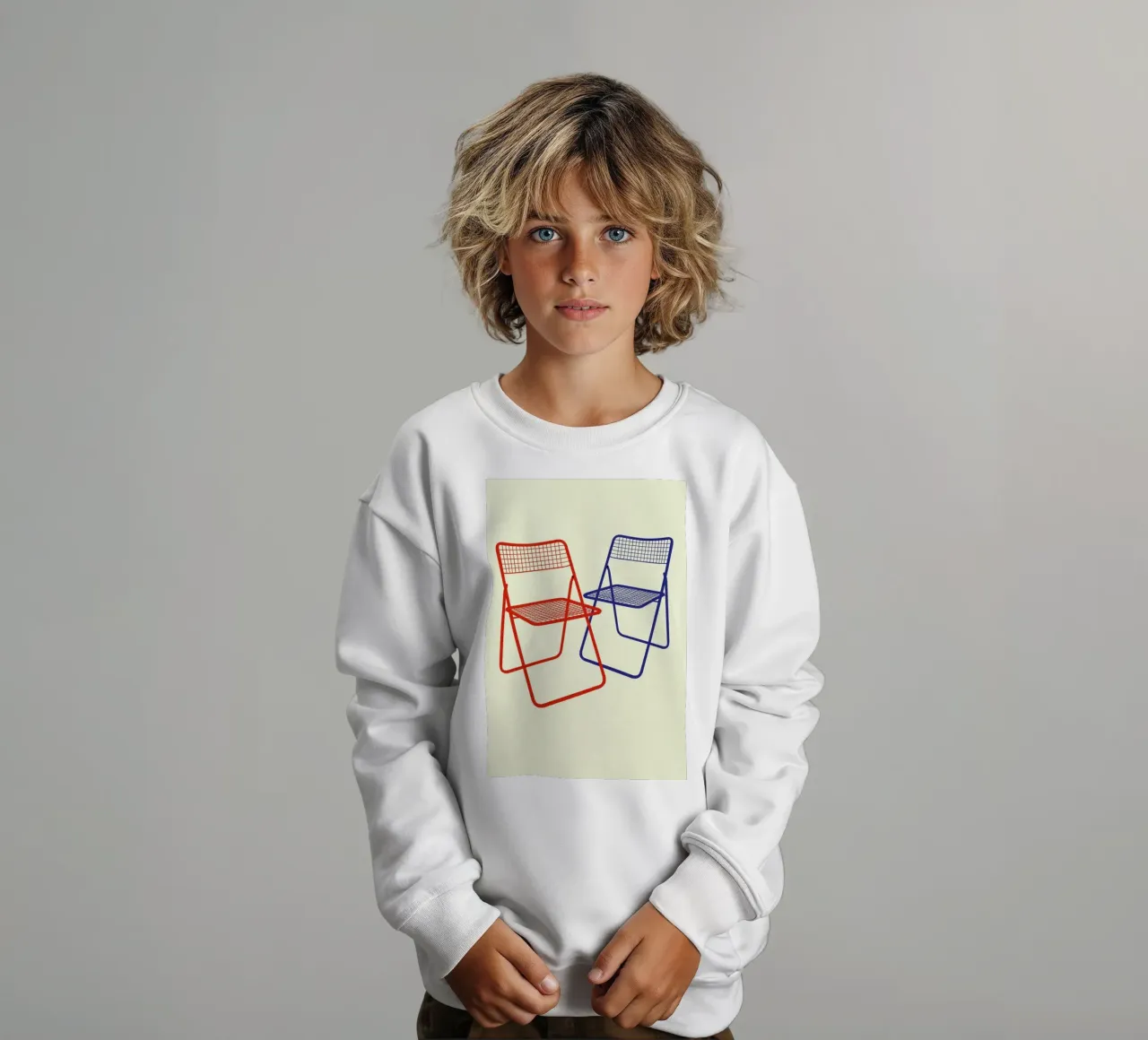 Ted Net Chair Red Blue kids sweatshirt by Rosi Feist