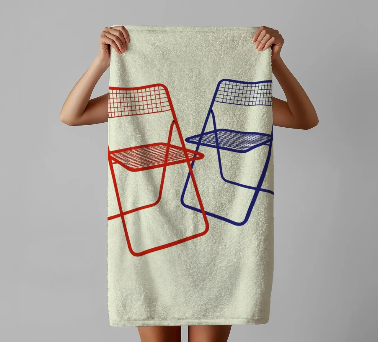 Ted Net Chair Red Blue asciugamano da bagno da Rosi Feist