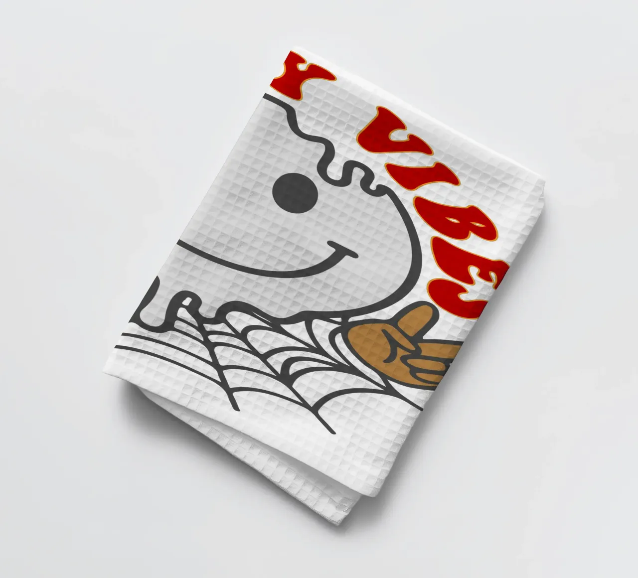 spooky vibes spider funny halloween tea towel by ersanim