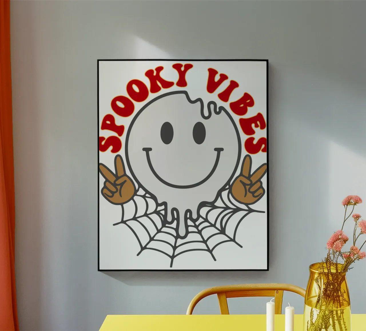 spooky vibes spider funny halloween acrylic glass by ersanim