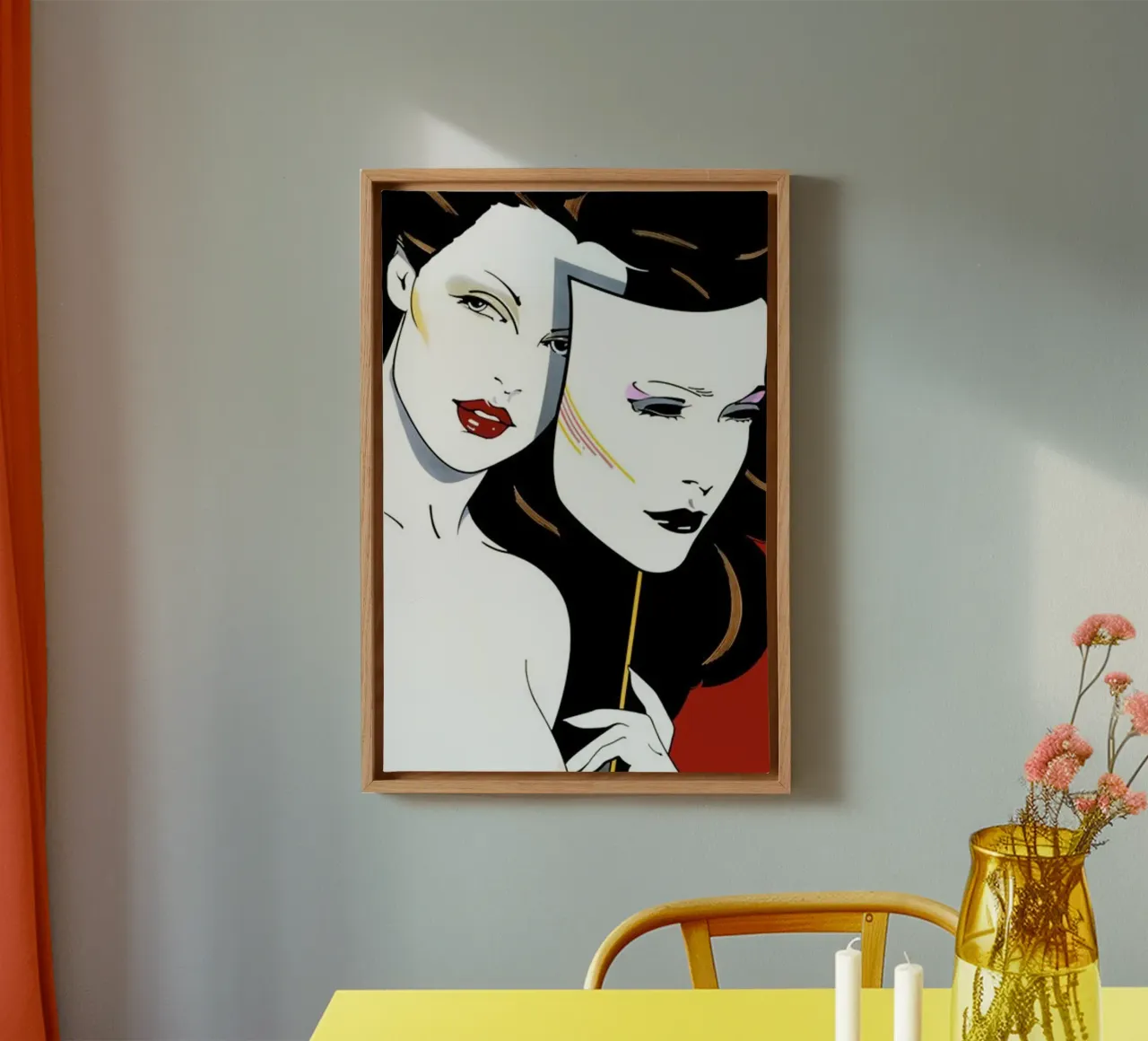 Patrick Nagel art canvas met Baklijst van Kabir