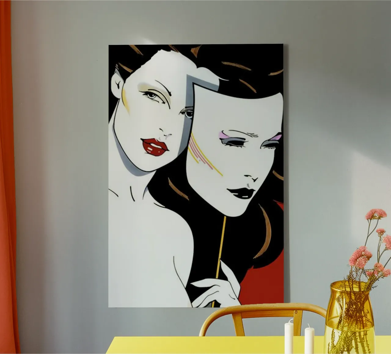 Patrick Nagel art canvas met Baklijst van Kabir